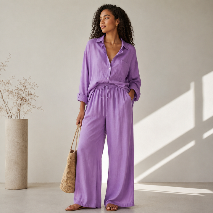Ensemble Élegance en Lin – Chemise et Pantalon