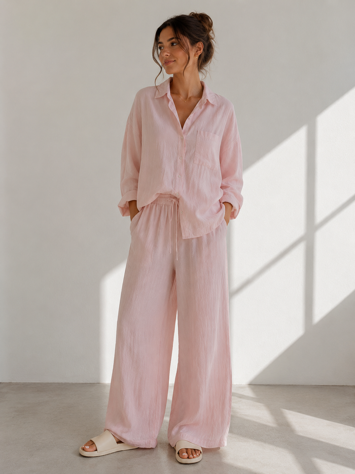 Ensemble Élegance en Lin – Chemise et Pantalon