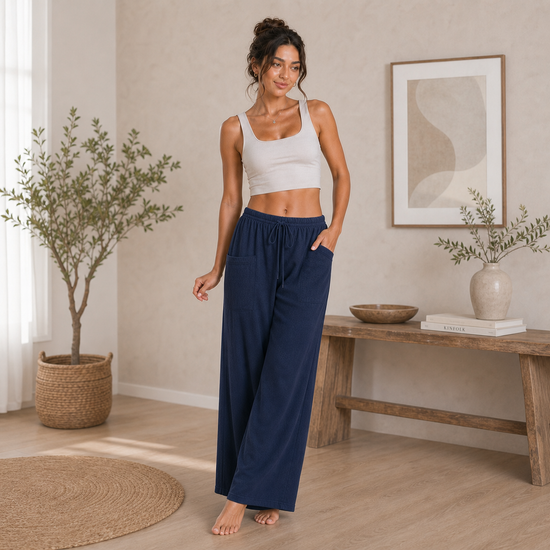Linen Wide-Leg Cargo Pants