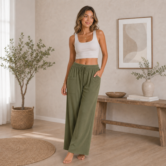 Linen Wide-Leg Cargo Pants
